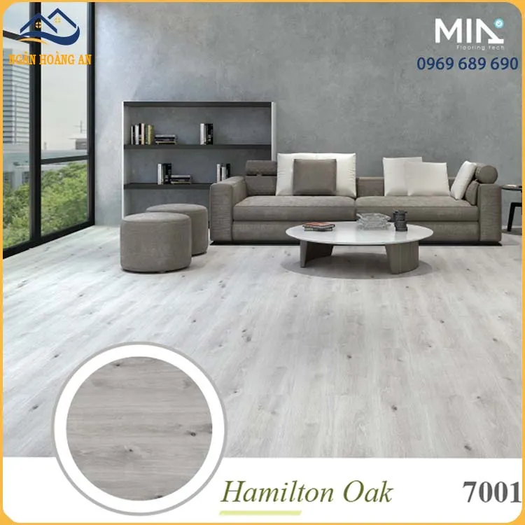 Sàn Nhựa Giả Gỗ Vinyl Hèm Khóa MIA MA 7001 Đế Cao Su 7mm