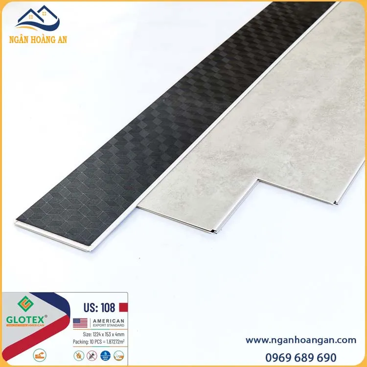 Sàn Nhựa Hèm Khóa Giả Bê Tông Glotex US108 Đế Cao Su