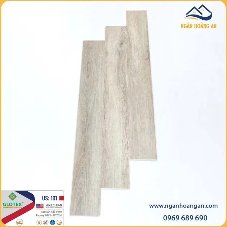 Sàn Nhựa Hèm Khóa Giả Vân Gỗ Glotex US101 Đế Cao Su 4mm