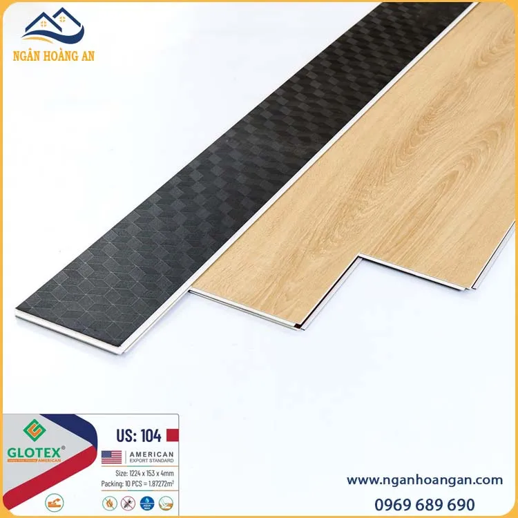 Sàn Nhựa Hèm Khóa Giả Gỗ Glotex US104 Đế Cao Su 4mm