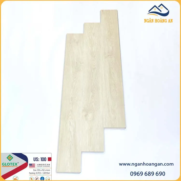 Sàn Nhựa Giả Gỗ Hèm Khóa Glotex US100 Đế Cao Su 4mm