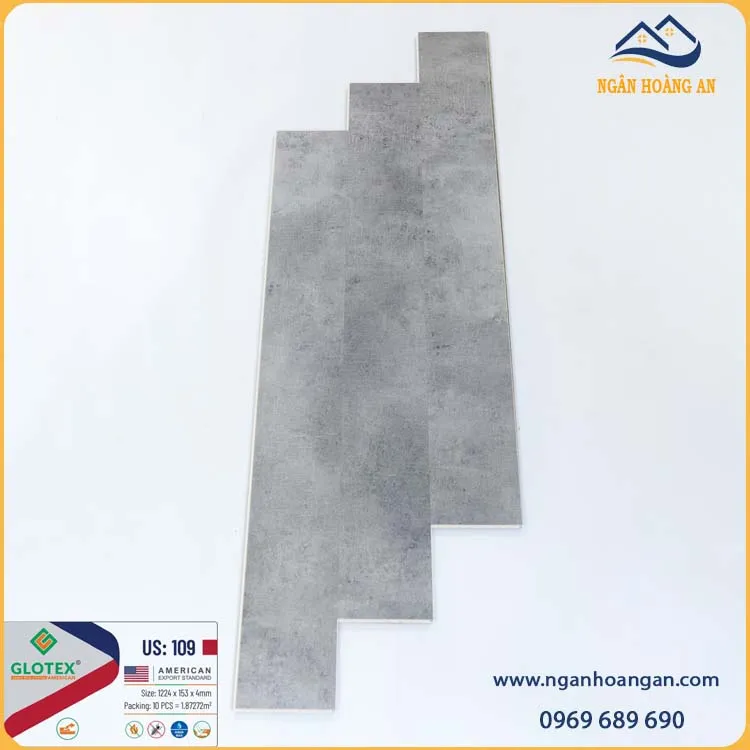Sàn Nhựa Giả Bê Tông Hèm Khoá Glotex US109 Đế Cao Su