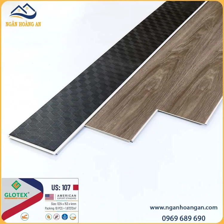 Sàn Nhựa Vinyl Hèm Khóa Đế Cao Su Glotex US107