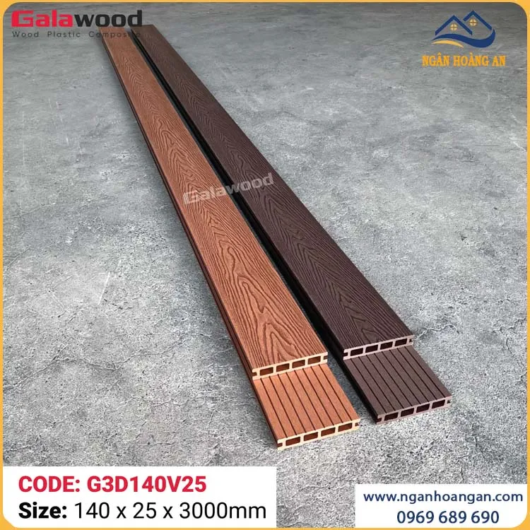 Sàn Gỗ Nhựa Ngoài Trời Galawood G3D140V25 Coffee