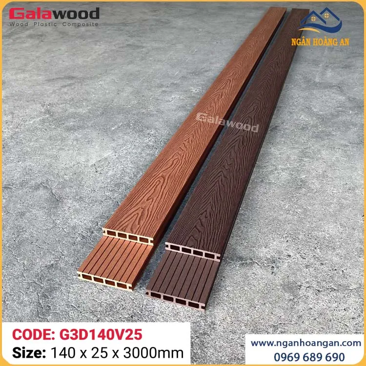 Sàn Gỗ Nhựa Ngoài Trời Galawood G3D140V25 Coffee