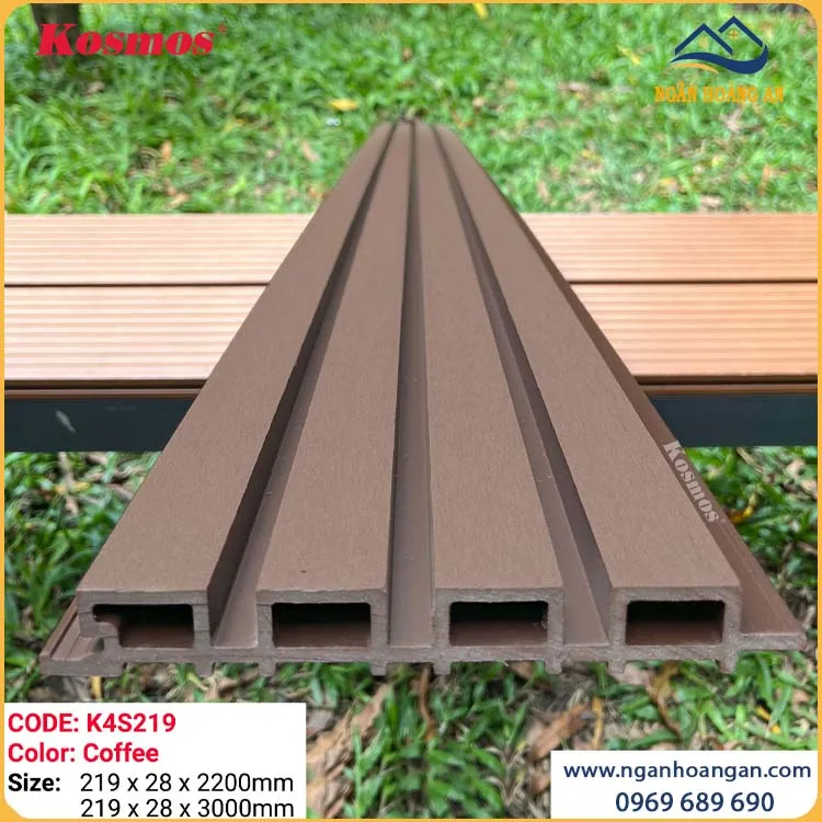 Tấm Ốp Lam Sóng Gỗ Nhựa Ngoài Trời Kosmos K4S219X3M Coffee