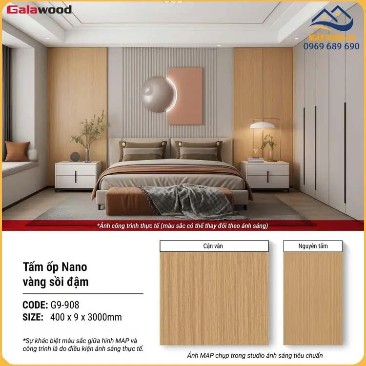 Tấm Nhựa Ốp Trần Nano Giả Gỗ Galawood G9-908