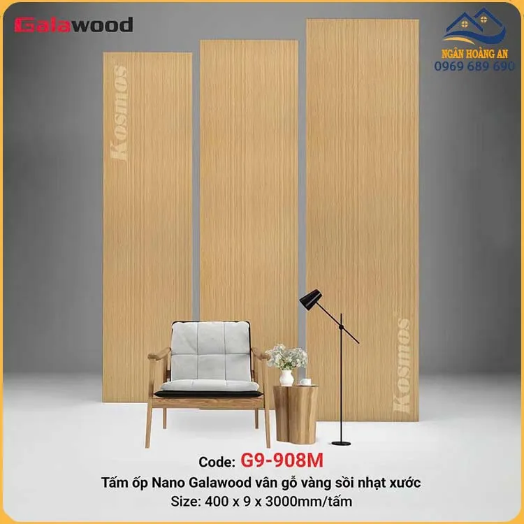Tấm Nhựa Ốp Trần Nano Vân Gỗ Galawood G9-908M