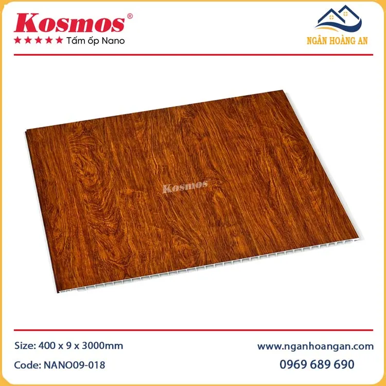Tấm Nhựa Ốp Trần Nano Giả Vân Gỗ Kosmos NANO9-018