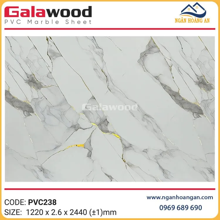 Tấm Nhựa Ốp Tường Giả Đá Dát Vàng Galawood PVC238