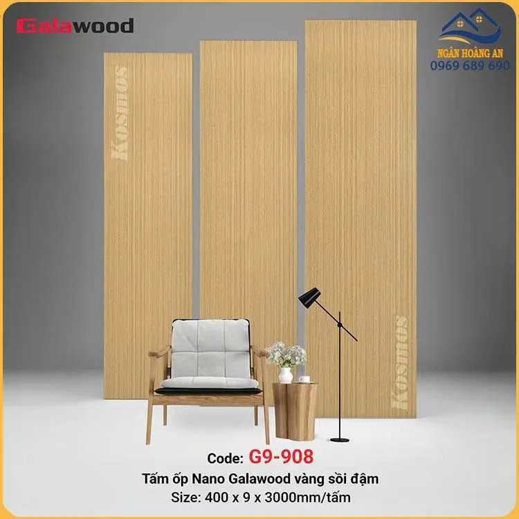 Tấm Nhựa Ốp Trần Nano Giả Gỗ Galawood G9-908