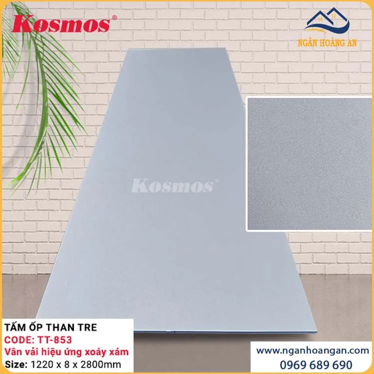 Tấm Ốp Đa Năng Sợi Than Tre Kosmos TT-853 Xám Ánh Kim