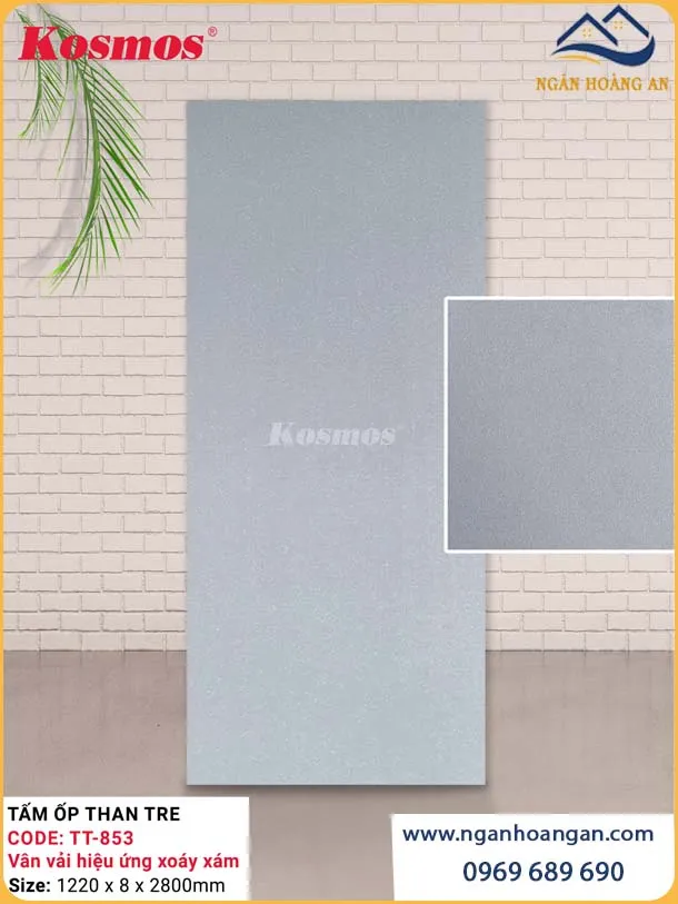 Tấm Ốp Đa Năng Sợi Than Tre Kosmos TT-853 Xám Ánh Kim