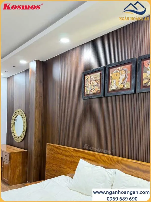 Tấm Ốp Đa Năng Sợi Than Tre Vân Gỗ Nâu Walnut Kosmos TT-825