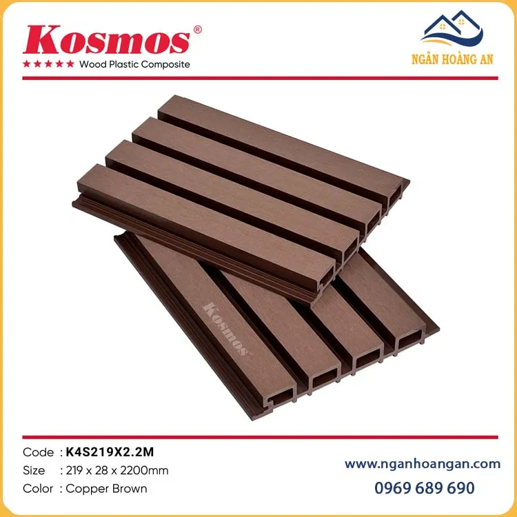 Ốp Tường Ốp Trần Lam Sóng Gỗ Nhựa Ngoài Trời Kosmos K4S219