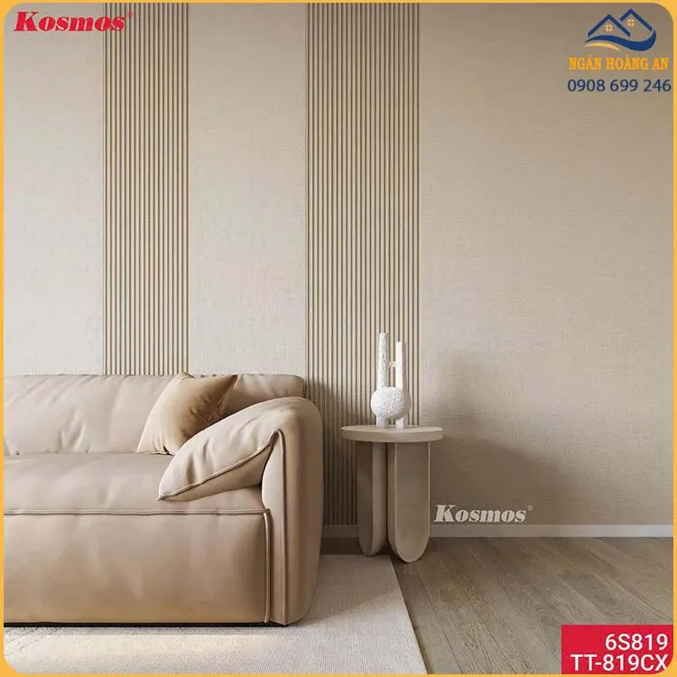 Tấm Ốp Lam Sóng Than Tre Kosmos 6S819 Vân Vải Vàng Ánh Kim