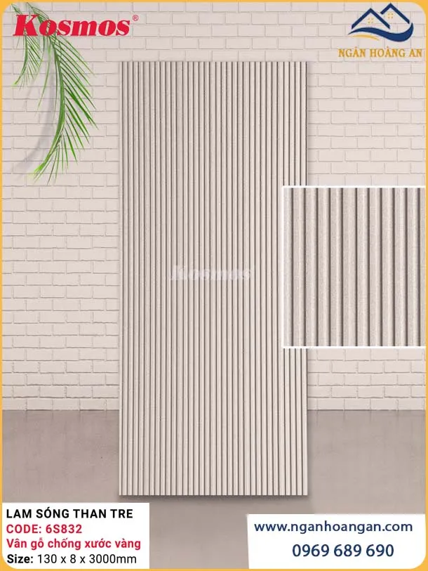 Tấm Ốp Lam Sóng Than Tre Kosmos 6S832 Vân Vải Ánh Kim