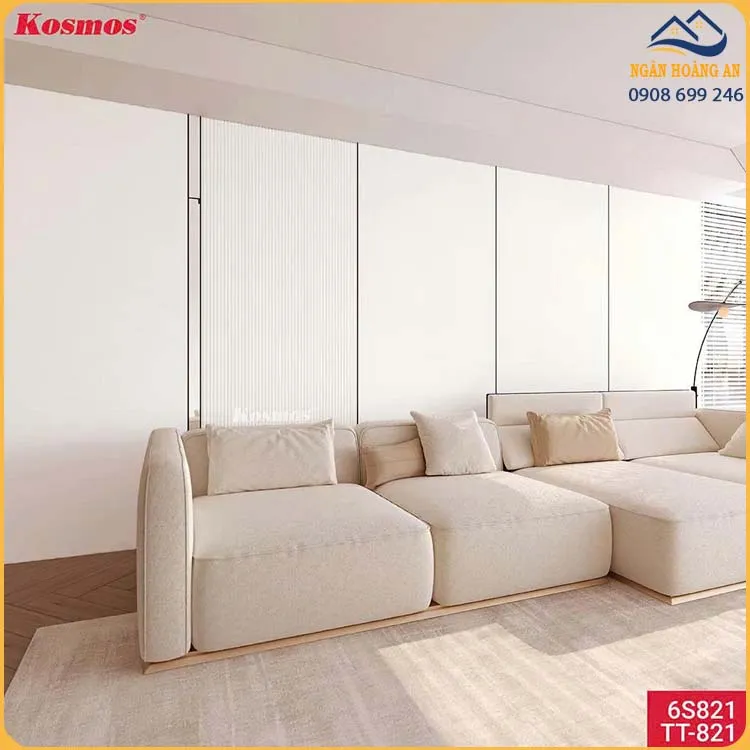 Tấm Ốp Tường Lam Sóng Than Tre Vân Vải Trắng Kosmos 6S821