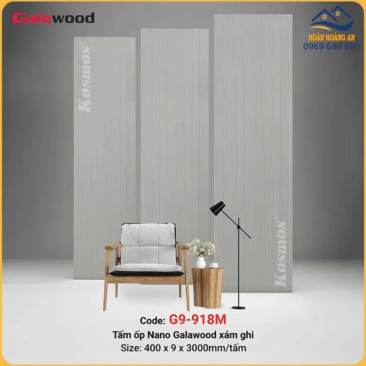 Tấm Nhựa Ốp Nano Galawood G9-918M Vân Gỗ Xám