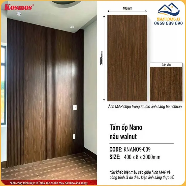 Tấm Ốp Tường Nano Nhựa Giả Gỗ Kosmos KNANO9-009