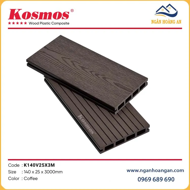 Sàn Sân Vườn Gỗ Nhựa Ngoài Trời Kosmos K140V25 Lỗ Vuông