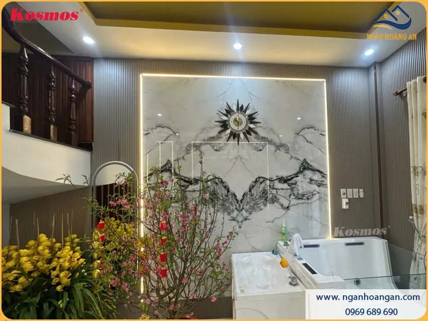 Tấm Ốp Than Tre Pandora Vân Đá PET Đối Xứng Kosmos TT-859