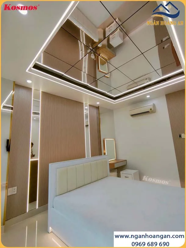 Tấm Ốp Lam Sóng Than Tre Kosmos 6S832 Vân Vải Ánh Kim