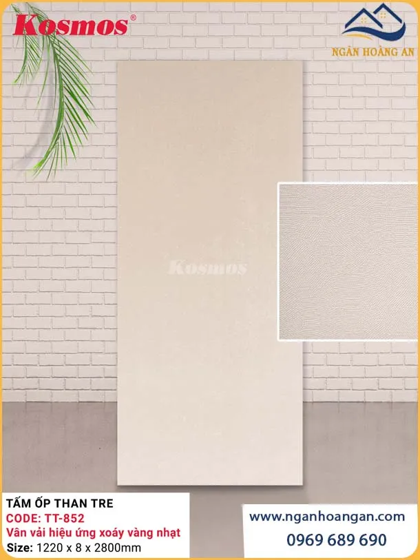 Tấm Ốp Than Tre Vàng Nhạt Hiệu Ứng Xoáy Kosmos TT-852