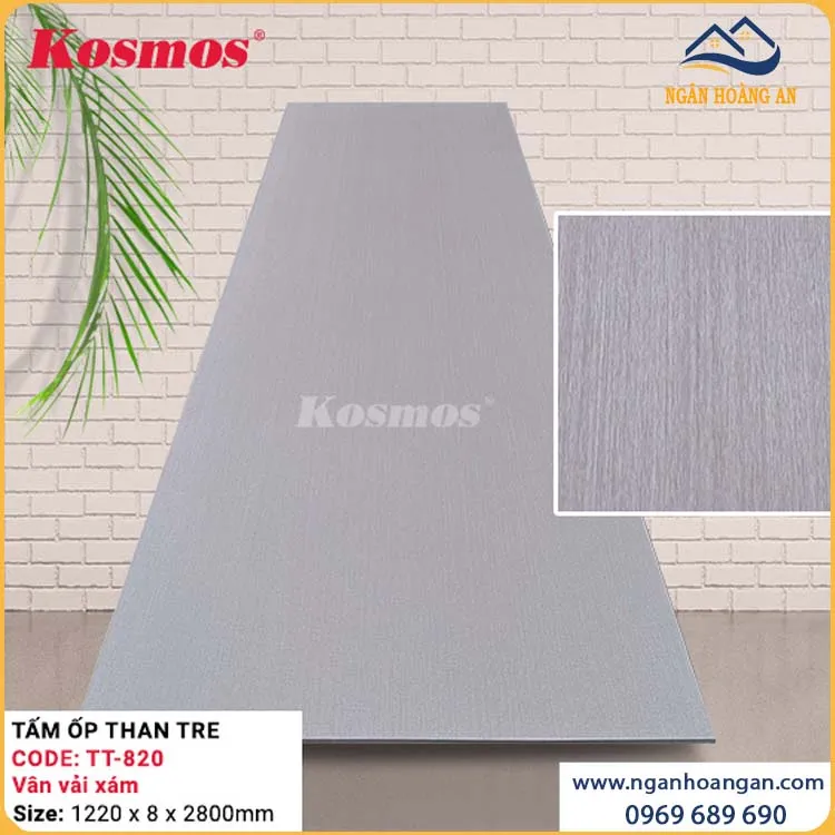 Tấm Ốp Đa Năng Than Tre Kosmos TT-820 Vân Vải Xám