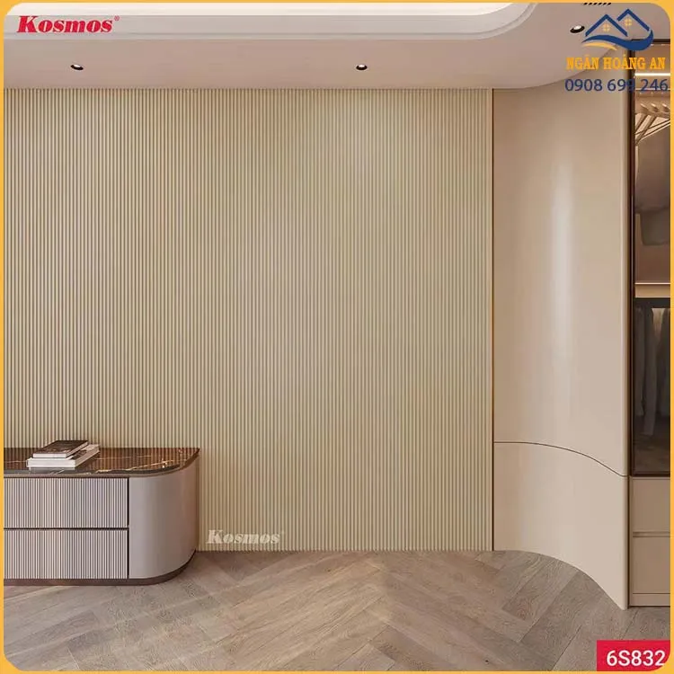 Tấm Ốp Lam Sóng Than Tre Kosmos 6S832 Vân Vải Ánh Kim