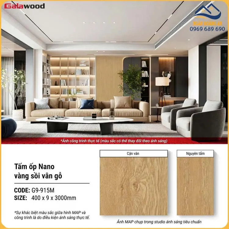 Tấm Nhựa Ốp Tường Nano Giả Vân Gỗ Galawood G9-915M