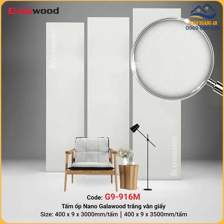Nhựa Ốp Tường Nano Màu Trắng Galawood G9-916M