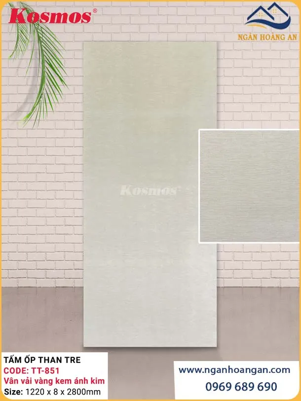 Tấm Ốp Sợi Than Tre Vàng Kem Ánh Kim Kosmos TT-851
