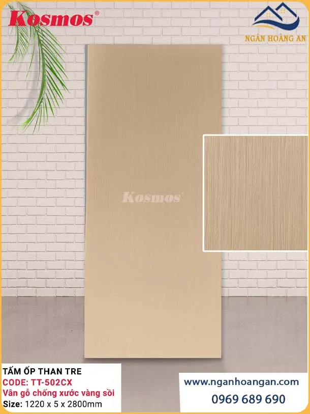 Tấm Ốp Than Tre Kosmos TT-502CX Vân Gỗ Vàng Sồi Dày 5mm