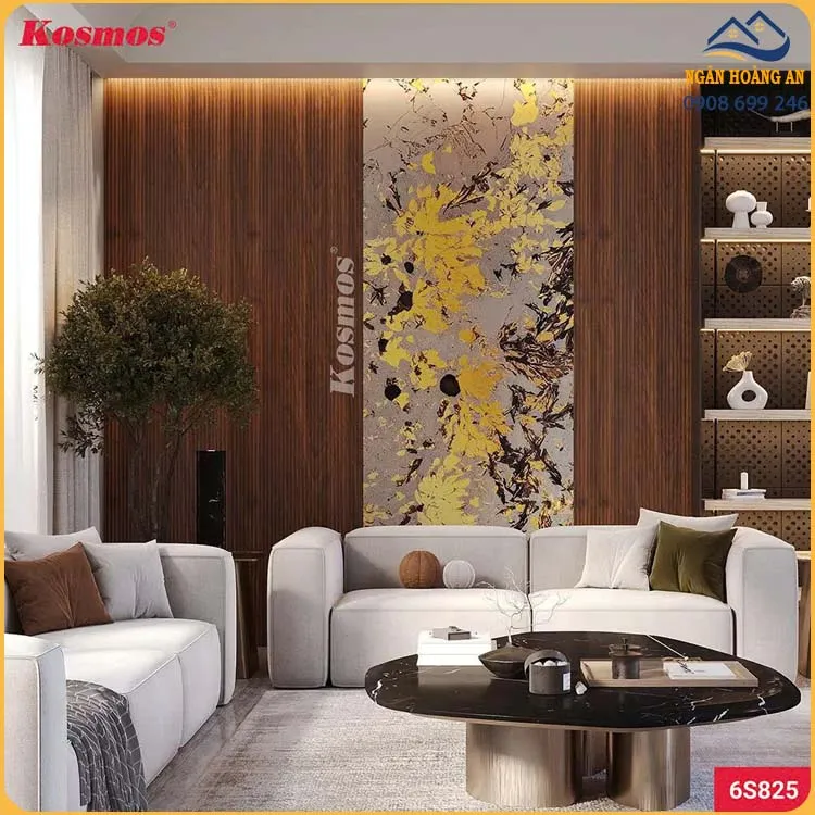 Tấm Ốp Than Tre Lam Sóng Kosmos 6S825 Vân Gỗ Nâu Walnut 