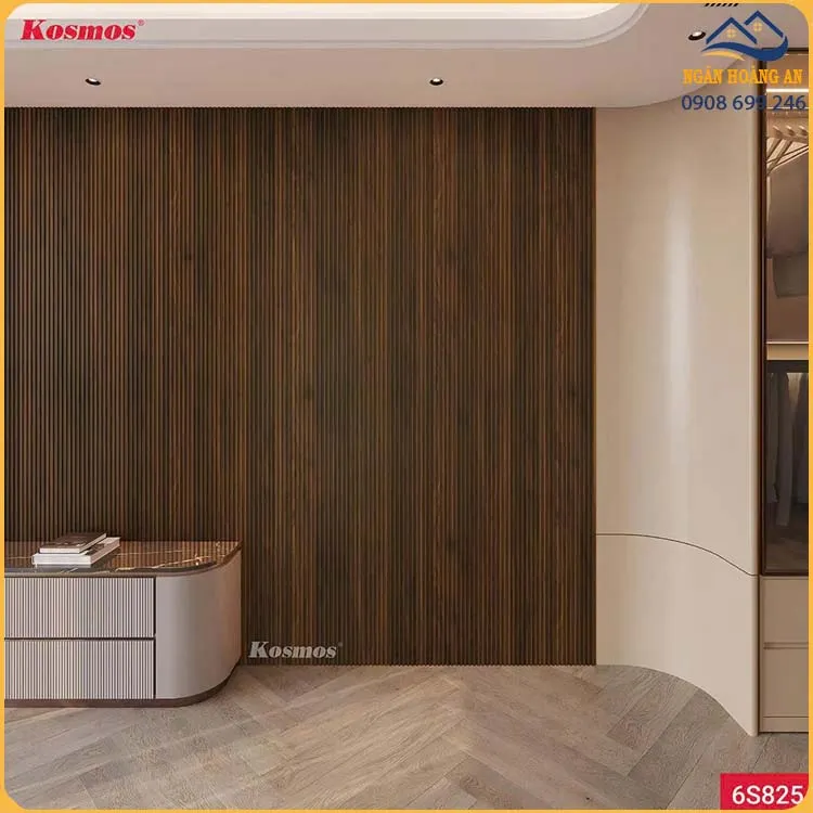 Tấm Ốp Than Tre Lam Sóng Kosmos 6S825 Vân Gỗ Nâu Walnut 