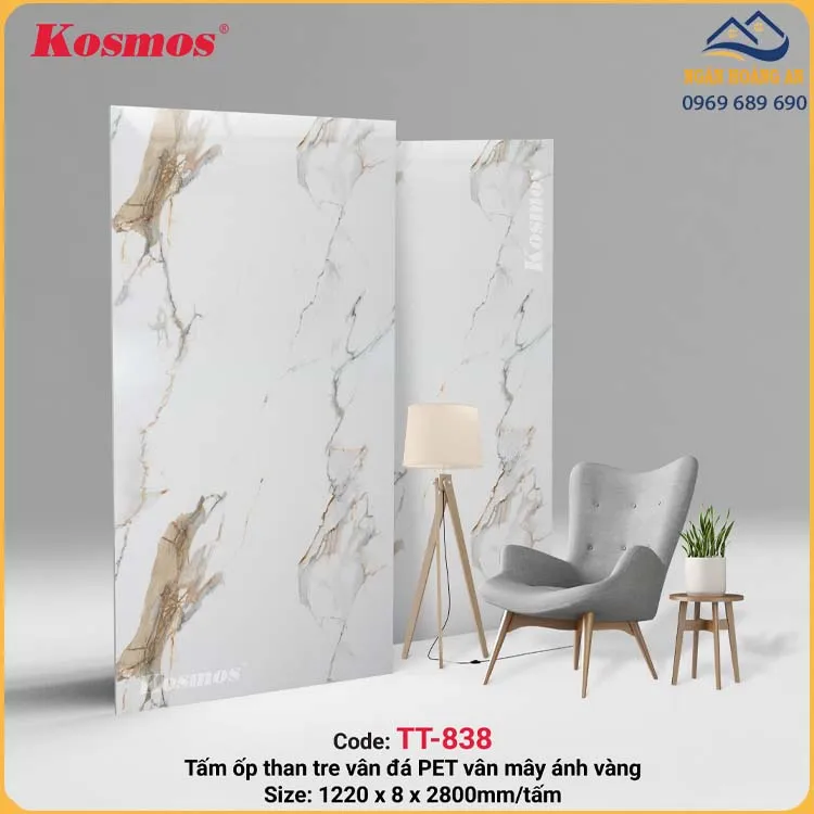 Tấm Than Tre Ốp Tường Vân Đá PET Kosmos TT-838