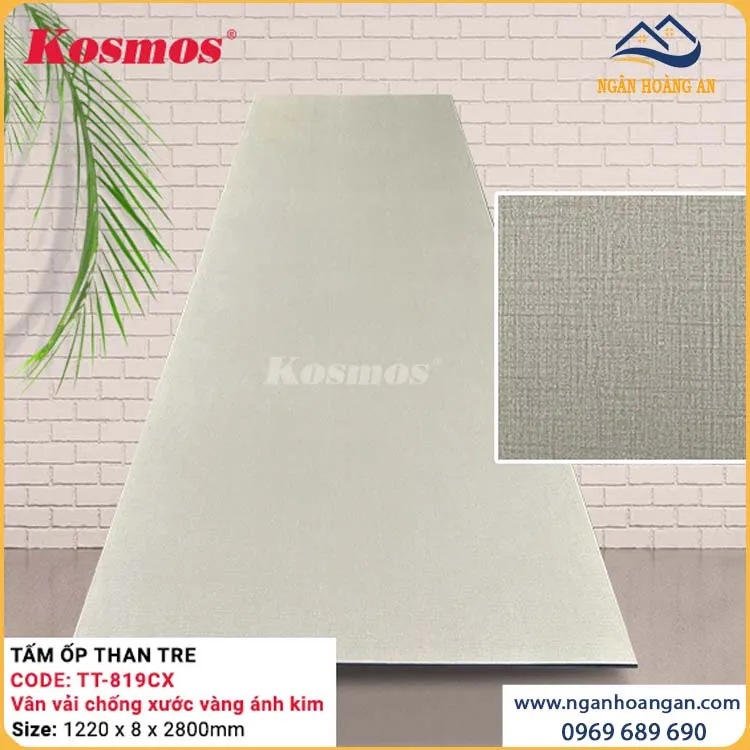 Tấm Ốp Than Tre Vân Vải Vàng Ánh Kim Kosmos TT-819CX