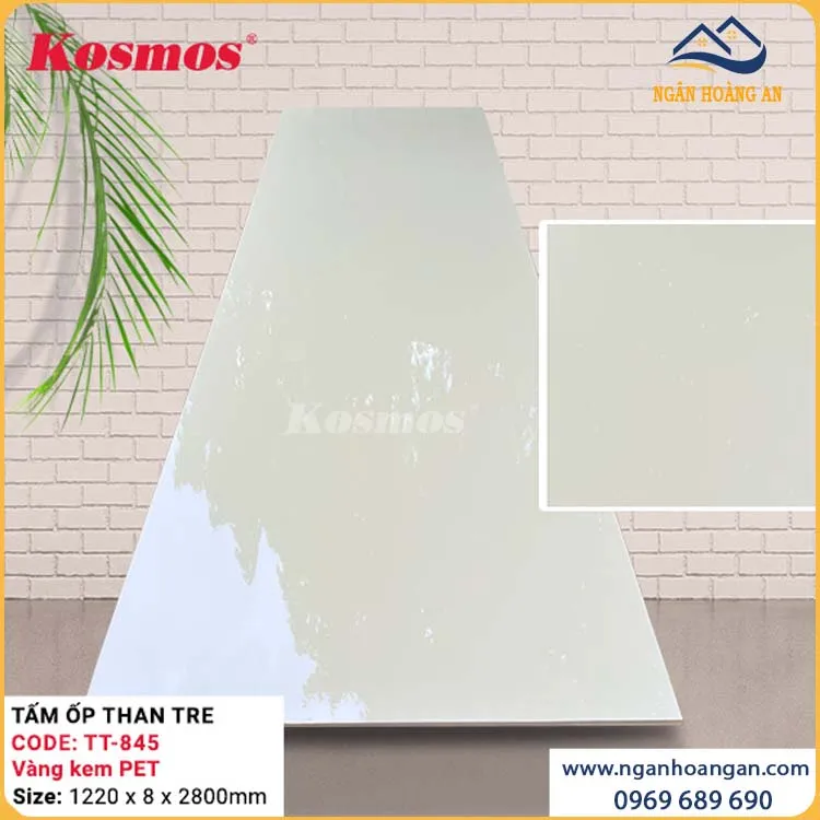 Tấm Ốp Than Tre Vàng Kem PET Kosmos TT-845