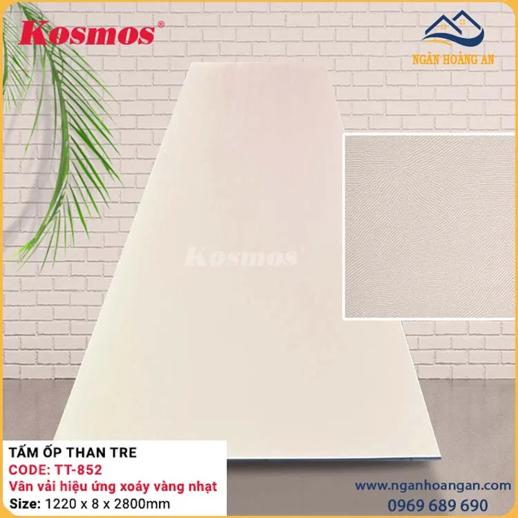 Tấm Ốp Than Tre Vàng Nhạt Hiệu Ứng Xoáy Kosmos TT-852