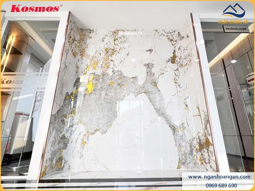 Tấm Ốp Đa Năng Sợi Than Tre Pandora Vân Đá Dát Vàng Kosmos TT-840