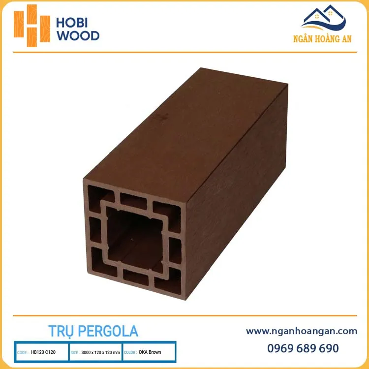 Thanh Lam Trụ Pergola Gỗ Nhựa Ngoài Trời Hobiwood Oka Brown