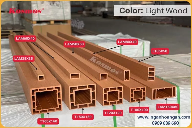 Thanh Lam Trụ Gỗ Nhựa Ngoài Trời Kosmos Màu Light Wood