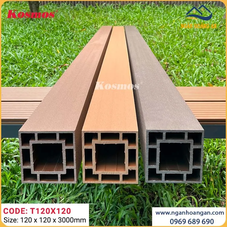 Trụ Pergola Giàn Hoa Gỗ Nhựa Ngoài Trời Kosmos T120x120 Coffee   