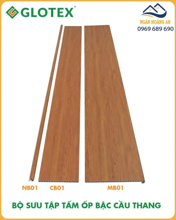 Cổ Bậc Cầu Thang Nhựa PVC Giả Gỗ Glotex CB01