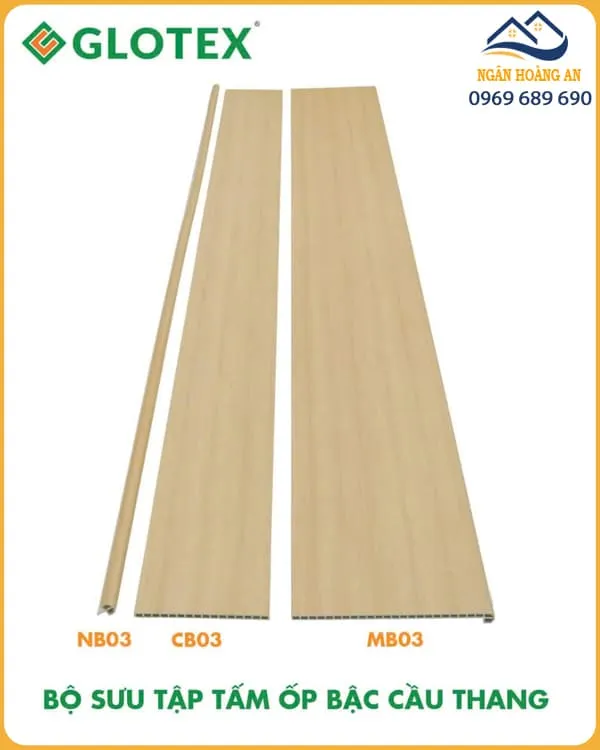 Mặt Bậc Cầu Thang Nhựa PVC Giả Gỗ Glotex MB03