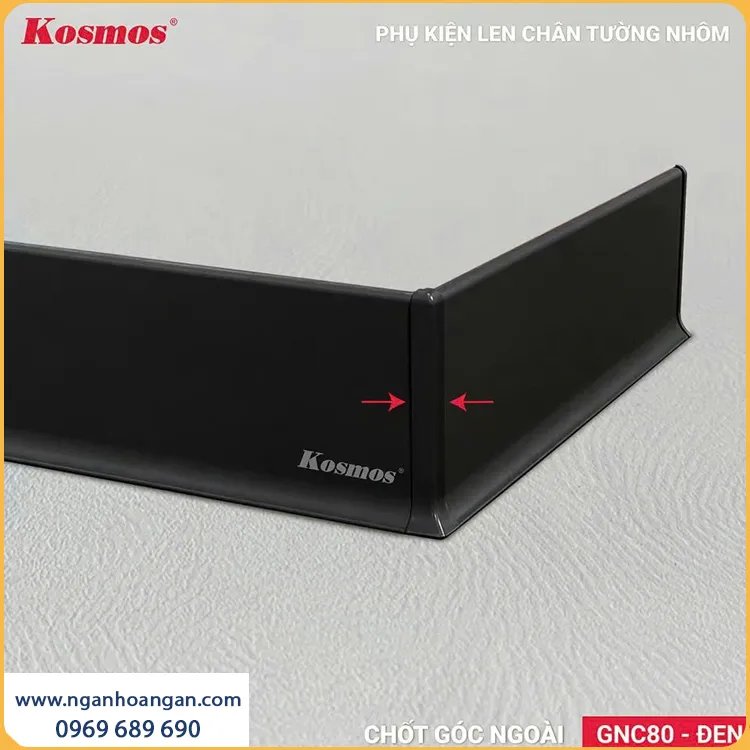 Chốt Góc Ngoài Nẹp Chân Tường Nhôm Kosmos GNC80-D Màu Đen