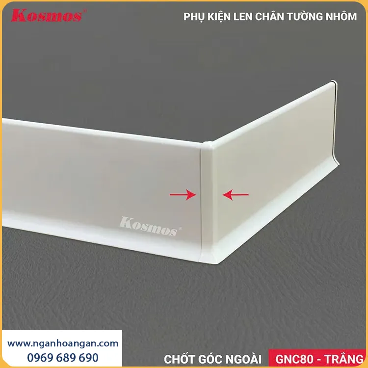Chốt Góc Ngoài Nẹp Chân Tường Nhôm Kosmos GNC80-TR Trắng