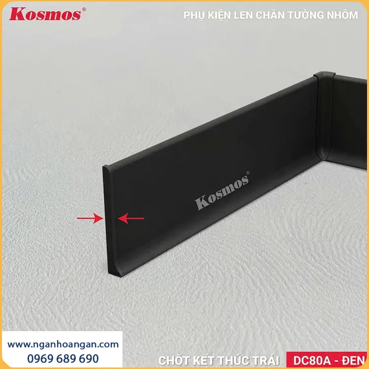 Chốt Kết Thúc Trái Nẹp Chân Tường Nhôm Kosmos DC80A-D Màu Đen