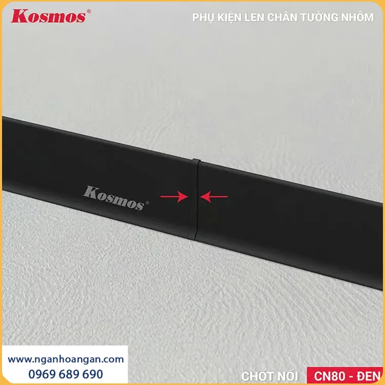 Chốt Nối Len Chân Tường Nhôm Kosmos 80mm NC80-D Màu Đen